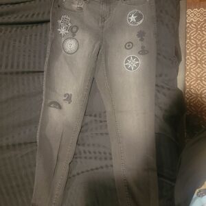 Torrid Black Skinny Jeans with Graphic Patches